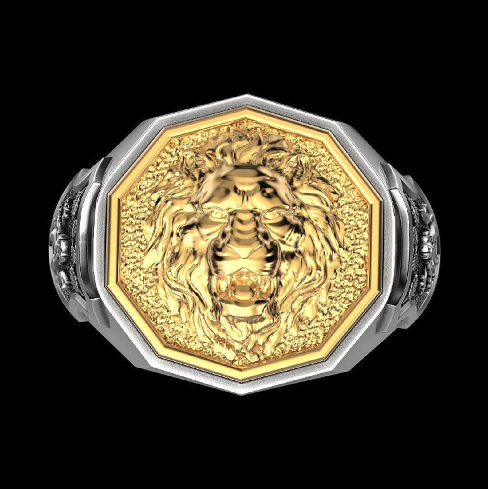 Lion Ring Lion Head Ring Promise Ring for Him Silver Etsy