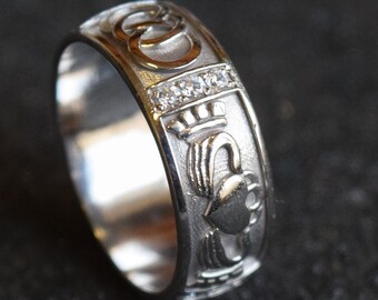 Celtic Claddagh Ring, Silver Claddagh Ring, Irish Claddagh Band, Heart Claddagh Ring