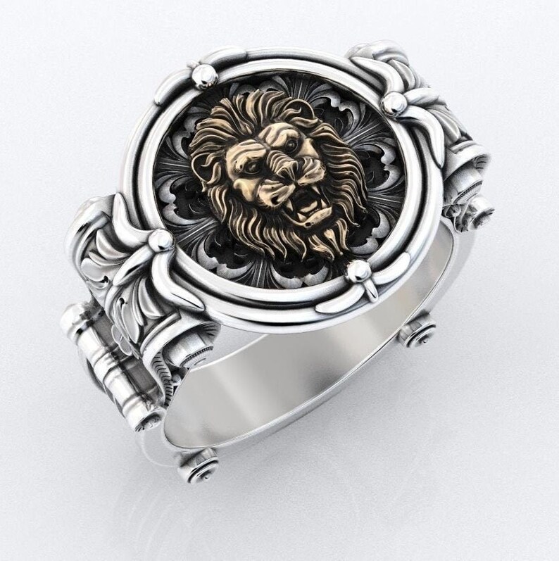 Lion Ring Lion Head Ring Silver Ring Leo Ring Etsy