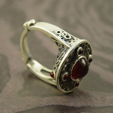 Byzantine Ring Medieval Ring Small Signet Garnet Silver Ring | Etsy