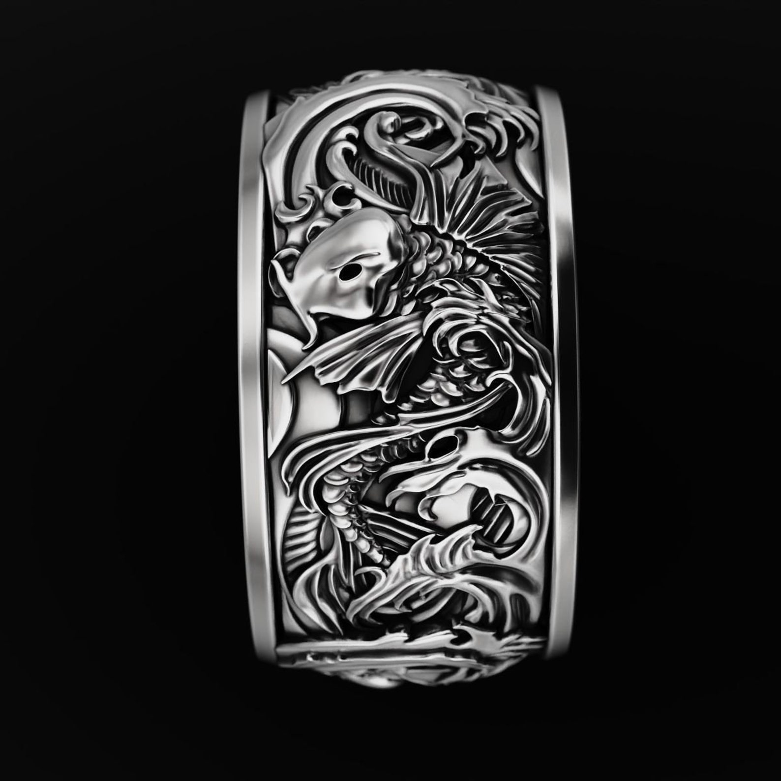 Wave Ring Koi Fish Ring Japanese Koi Carp Ring Koi Carp Etsy