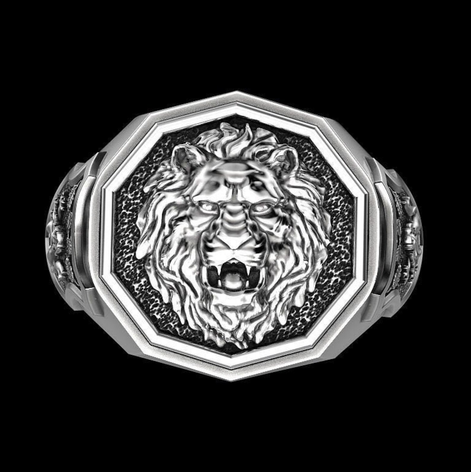 Lion Ring Lion Head Ring Promise Ring for Him Silver Etsy