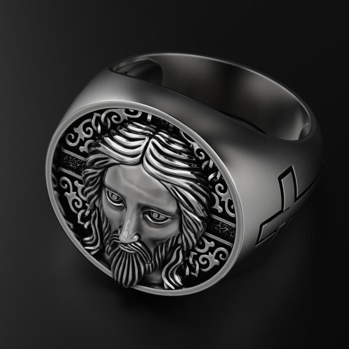 Erzengel Kreuz Ring Für Männer - Christlicher Schmuck Aus Edelstahl