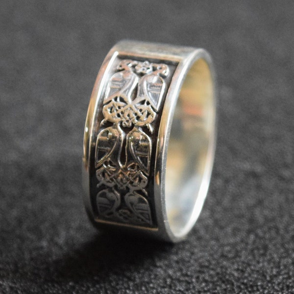 Scandinavian Viking Ring, Norse Raven Ornament  Ring, Celtic Wedding Band, His and Hers Rings