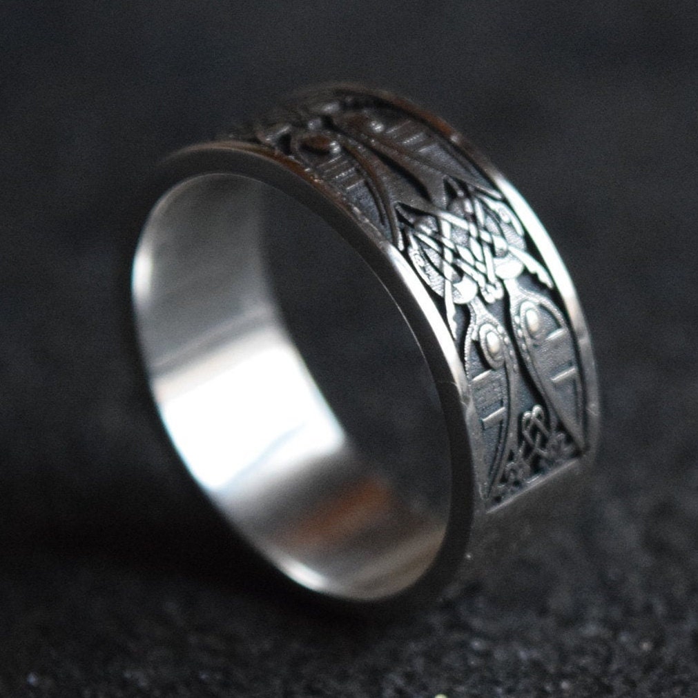 Scandinavian Viking Ring Norse Raven Ornament Ring Celtic
