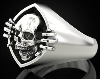 Skull Ring, Goth Ring, Skull Signet Ring