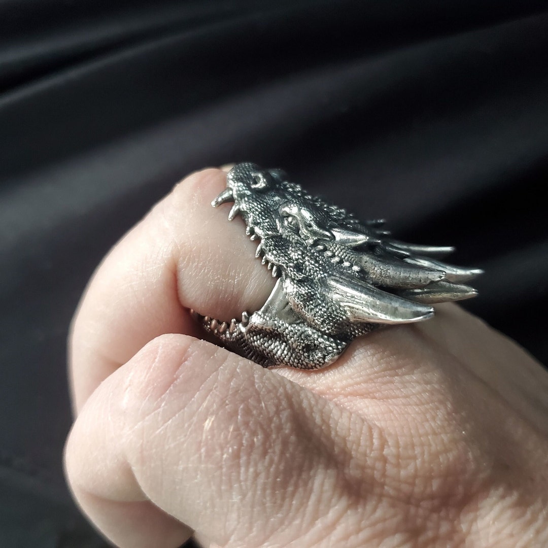 Dragon Ring, Silver Dragon Head Ring, Mens Dragon Ring, Silver Dragon