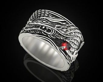 Celtic Dragon Ring, Wide Ring, Viking Ring, His and Hers Rings