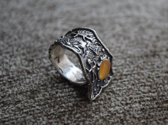 Silver Garnet Ring Medieval Ring Armenian Jewelry Silver Norse Ring