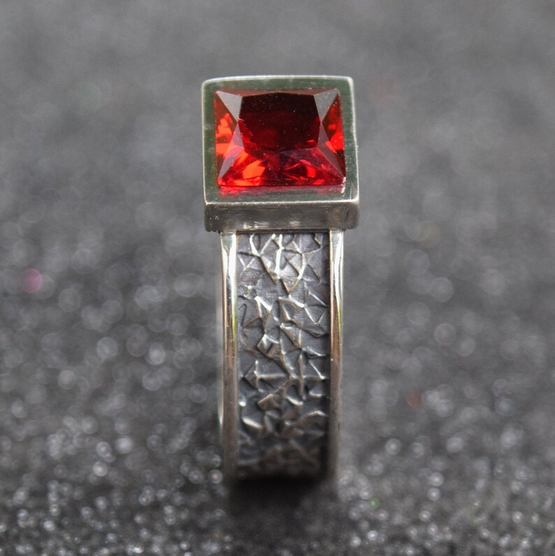 Silver Garnet Ring Medieval Ring Armenian Jewelry Silver Norse Ring