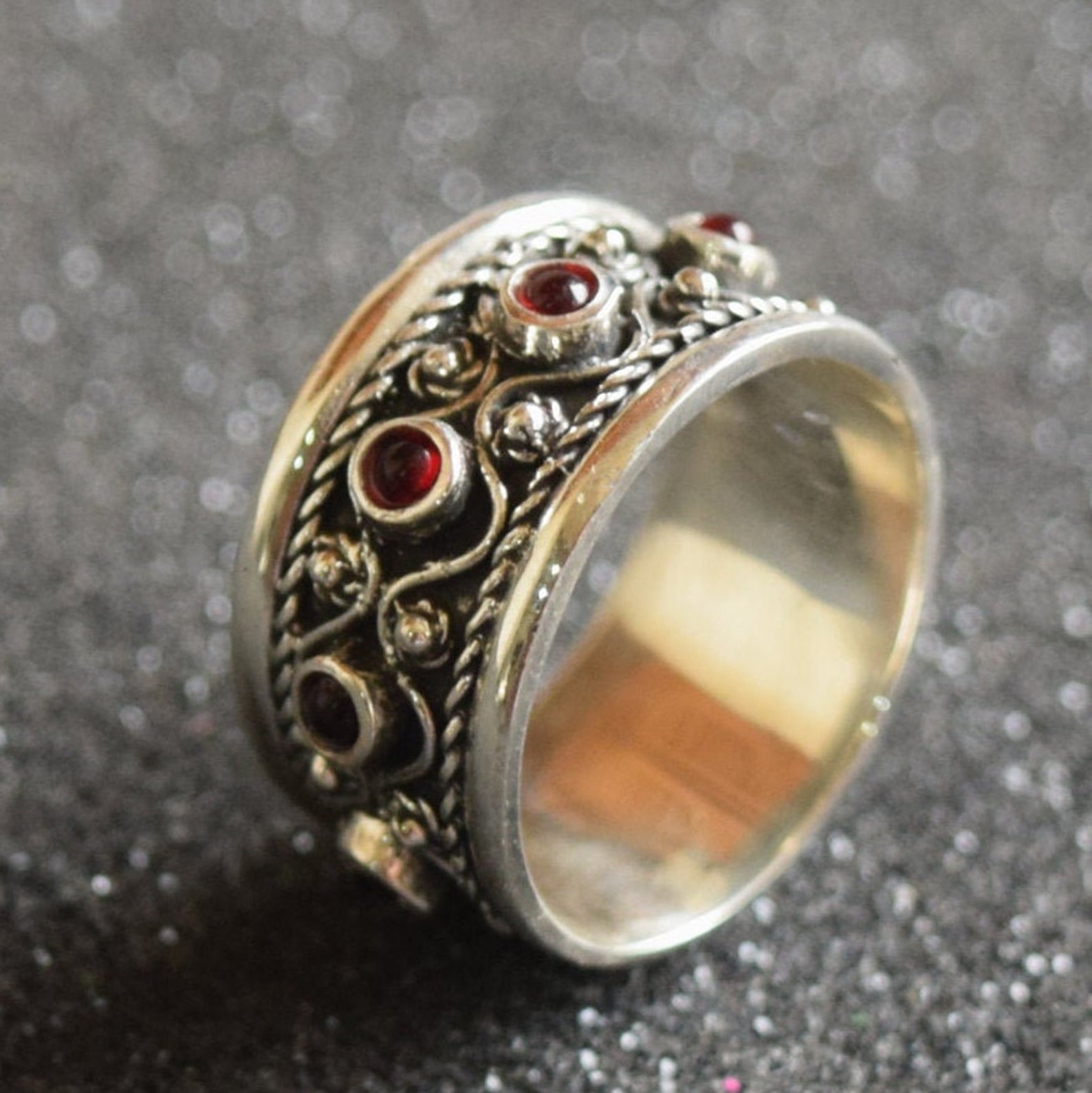 Medieval Ring Garnet Ring Vintage Armenian Jewelry | Etsy