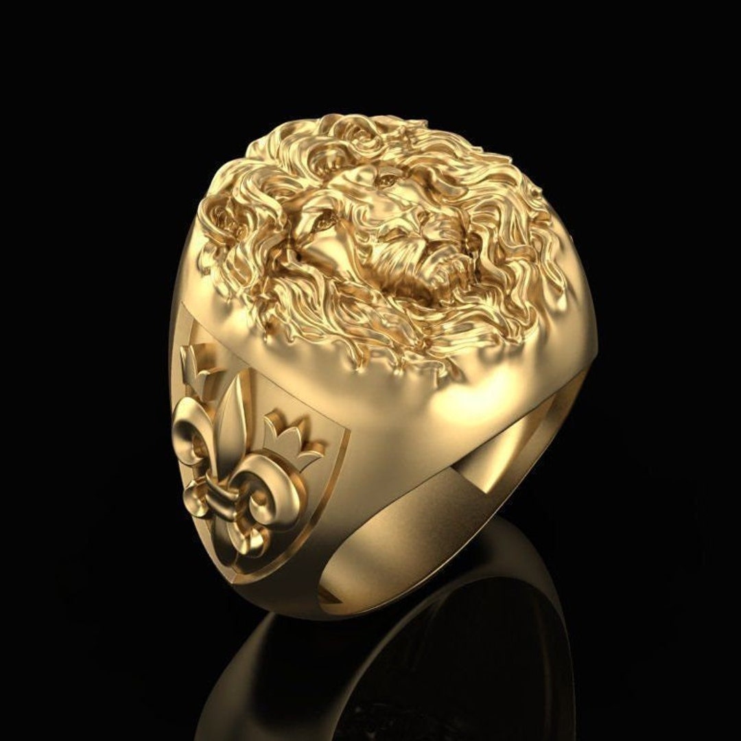 Leo Signet Ring, Lion Head Ring, King Lion Ring, Silver Signet Ring - Etsy