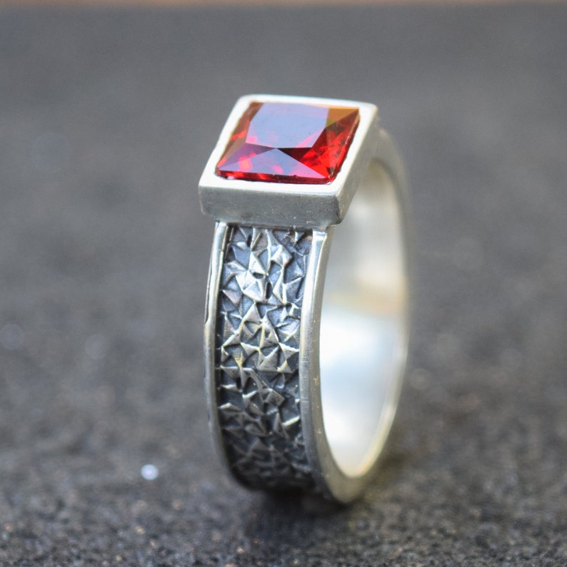 Silver Garnet Ring Medieval Ring Armenian Jewelry Silver Norse Ring