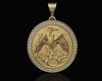 Phoenix Rising Pendant, Phoenix Necklace, Talisman Phoenix Pendant