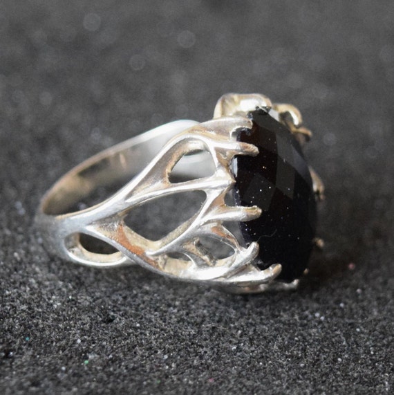 Blue Sunstone Ring Protection Blue Goldstone Ring Metaphysical