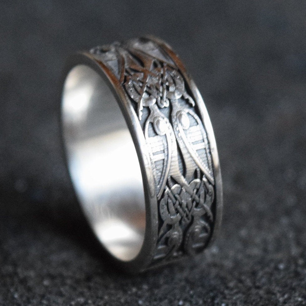 Scandinavian Viking Ring Norse Raven Ornament Ring Celtic