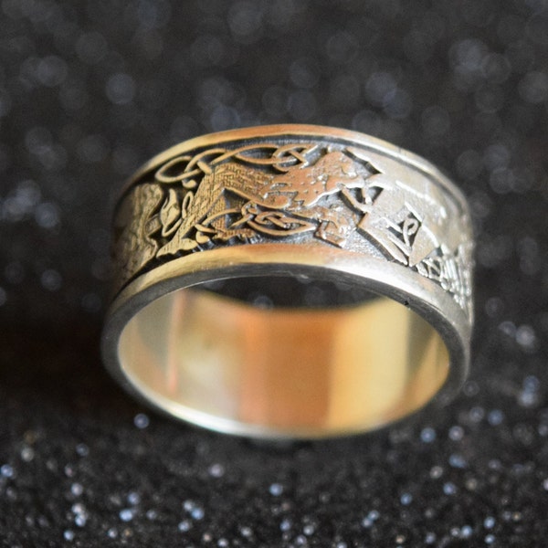 Scandinavian Viking Ring, Norse Ornament  Ring, Celtic Wedding Band, His and Hers Rings