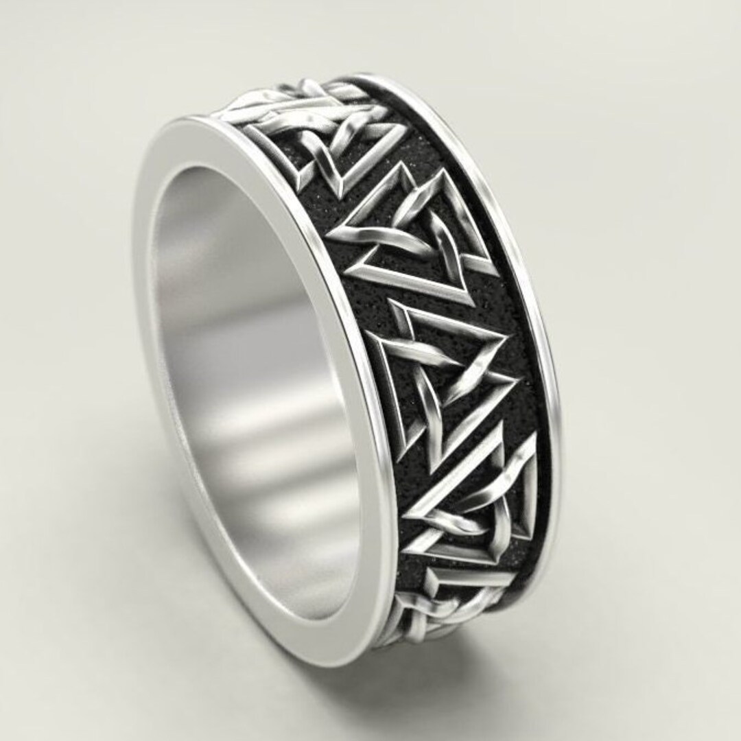 Valknut Knot Ring, Norse Viking Ring, Valknut Wedding Band, Silver ...