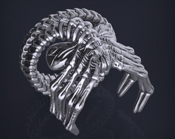 Giger Inspired, Alien Facehugger Ring, Prometheus, Xenomorph, Futuristic Ring