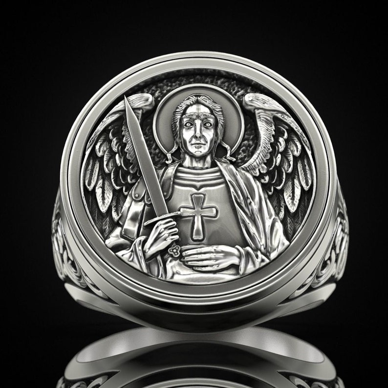 St Michael the Archangel Men Signet Ring Saint Michael - Etsy