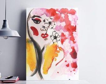 Abstract Art Prints, Abstract Art Canvas, Colorful Abstract Woman, Fine Art Print, Canvas Wall Art, Fashion Wall Art, Fashion Watercolor