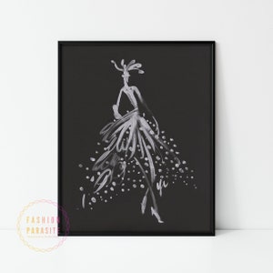 Black and White Fashion Prints, Fashion Poster, Fashion Illustration, Fashion Wall Art, Black and white Canvas Wall Art, Modern Poster