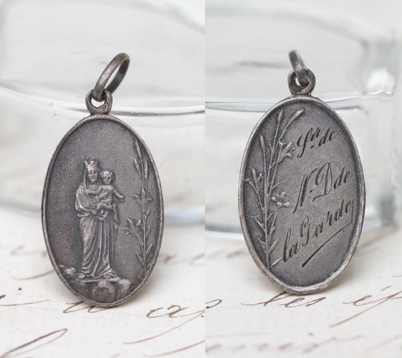 Antique French Sterling Silver Madonna and Child Medal Pendant - Etsy