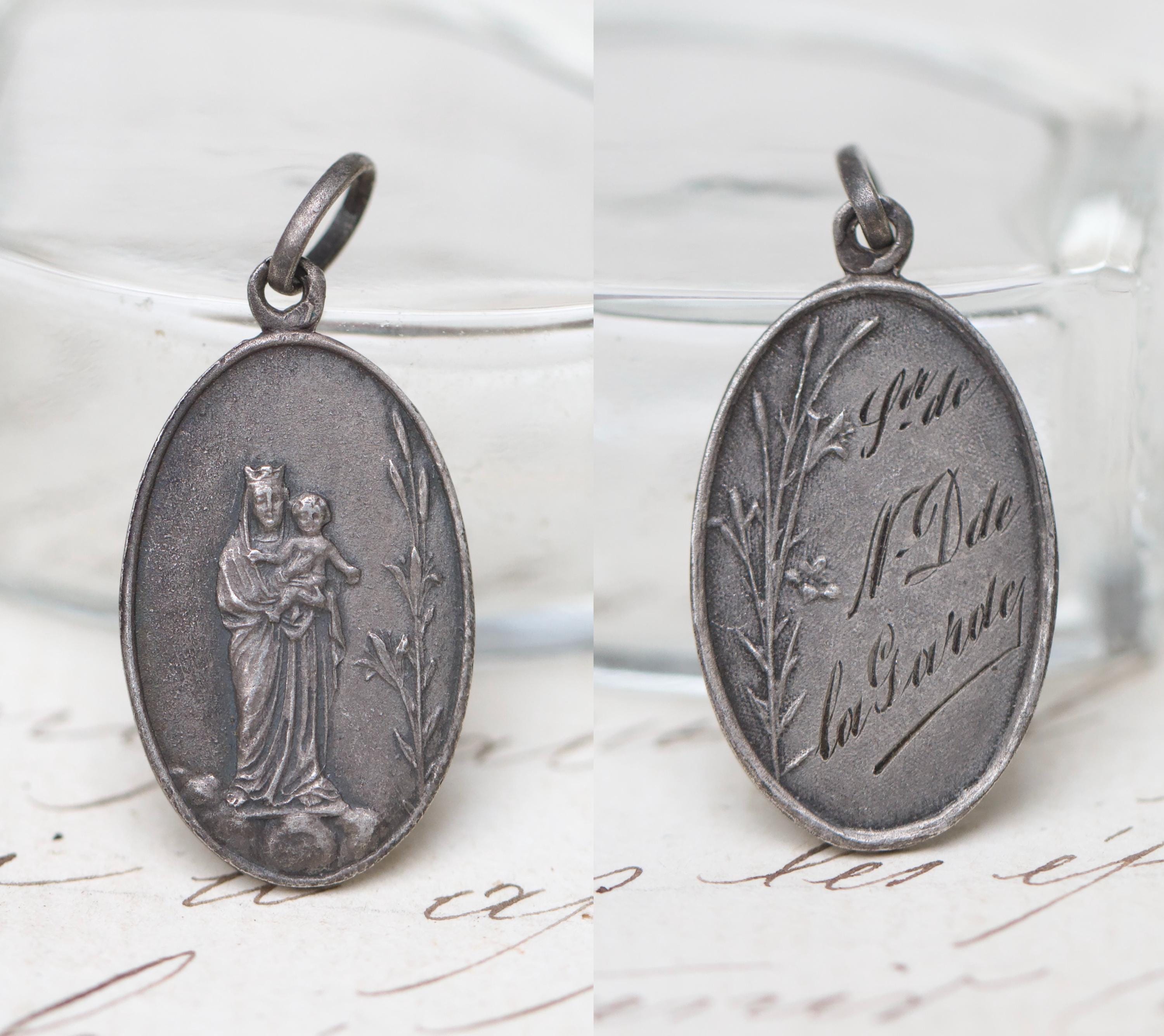 Antique French Sterling Silver Madonna and Child Medal Pendant - Etsy