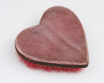 Heart Shaped Clothes Brush in Pink Velvet or Coat Brush - Vintage Boho Boudoir Decor