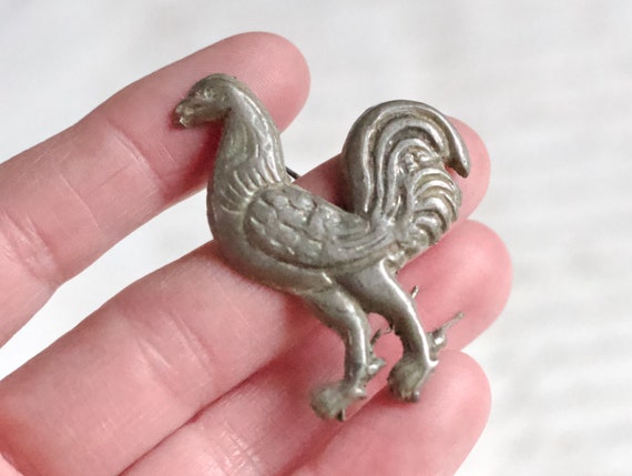 Young Rooster Embellishment - Pewter Chicken or C… - image 2