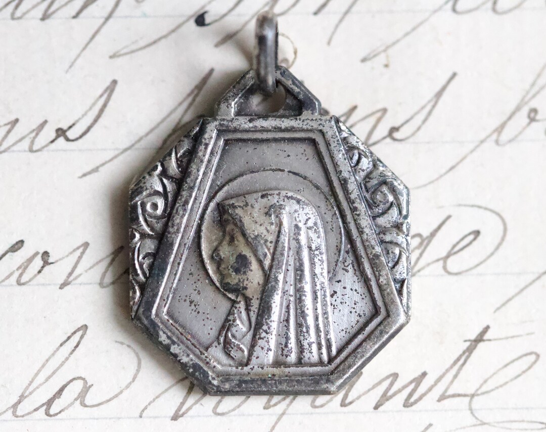 Antique Our Lady of Lourdes Medal – French Religious Charm, Patina - Etsy