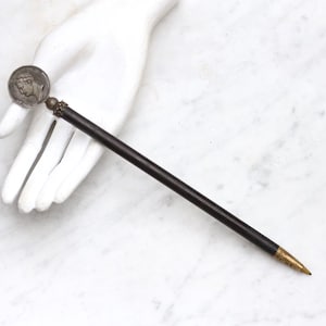 ナポレオン皇帝と王、1807年の平和と商業のメダルをあしらった大型ノベルティペン - ヴィンテージ特大文具