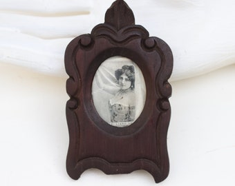 Small Wall Hanging Picture Frame with Ornate black Wooden Frame - Gothic Victorian revival - Vintage Boho Home Decor