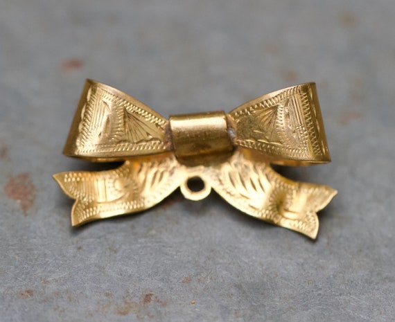 Victorian WBs Rolled Gold Bow Brooch - Antique Wa… - image 1