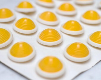 Vintage Mustard Yellow Dome Buttons – 23mm New Old Stock, Set of 20