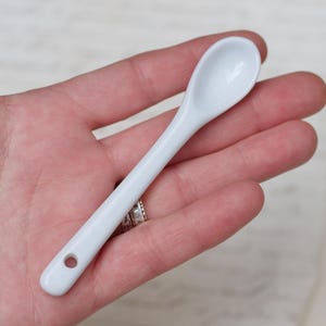 Vintage White Porcelain Spoon: Small Boho Tablescaping Dip Spoon
