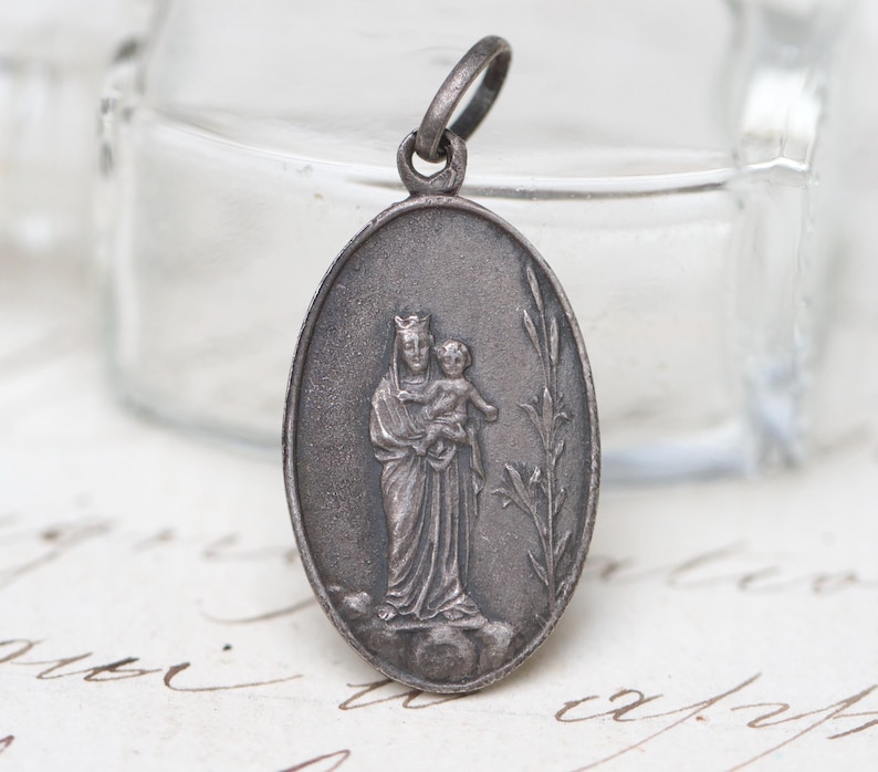 Antique French Sterling Silver Madonna and Child Medal Pendant - Etsy