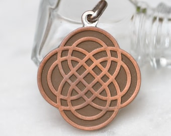 Vintage Copper Tone Steel Celtic Knot Pendant - Jewelry Supplies