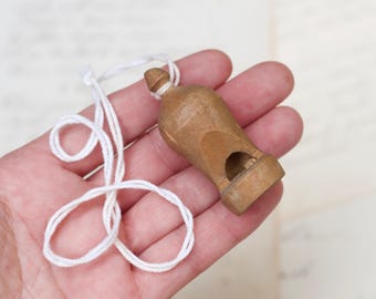 Antique Treen Wood Whistle - Wooden Whistle - Vintage Primitive Steampunk Supplies and Components