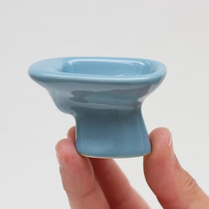 Vintage miniatyr bidé i porslin – blå ringformad skål