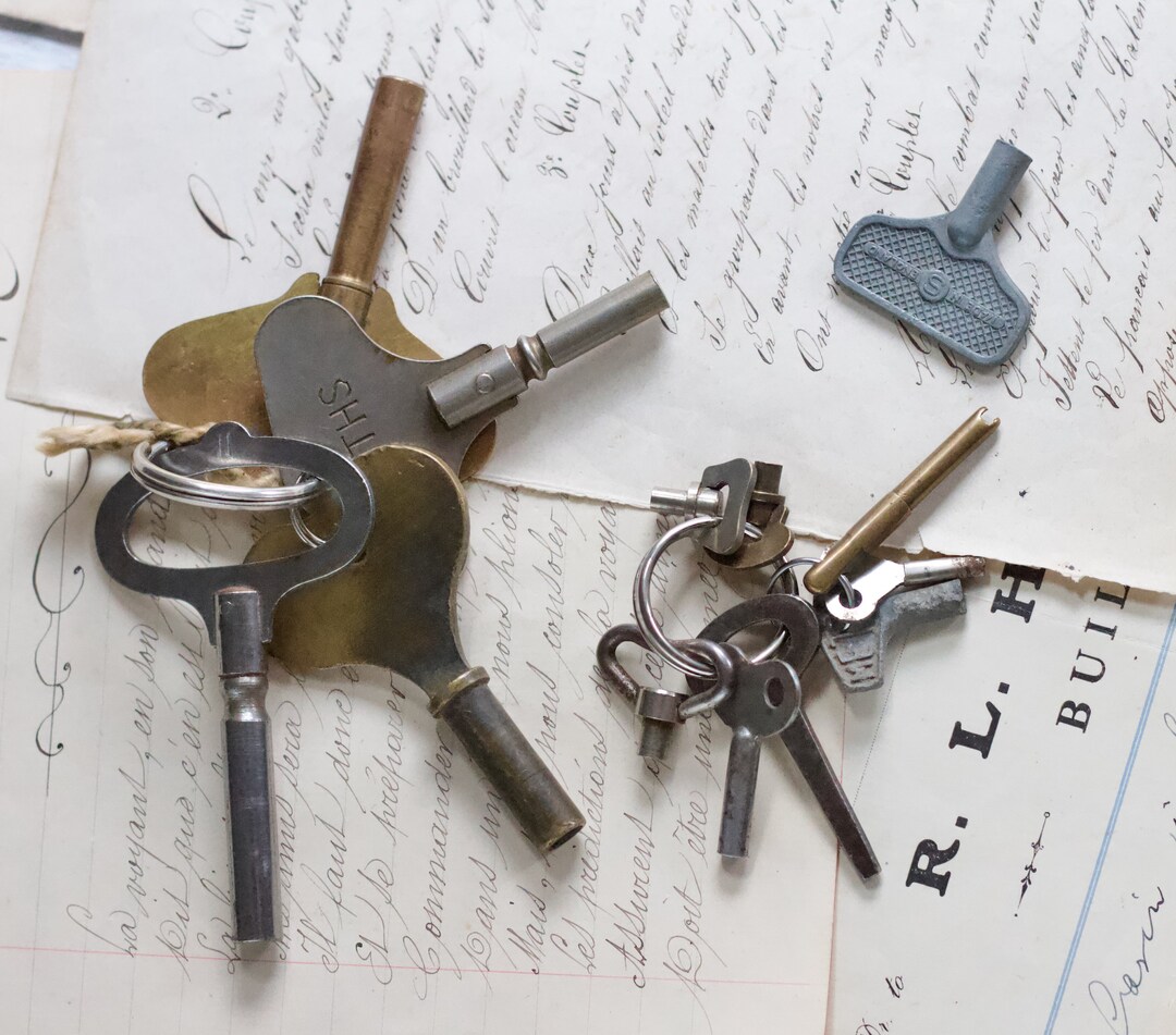 Antique Clock Keys Set of 13 Assorted Chunky Brass Wind up Etsy