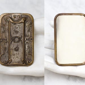 Jugendstil Schminkspiegel - Fundzustand Antike Bronze Handtaschen Spiegel - Vintage Hand Spiegel