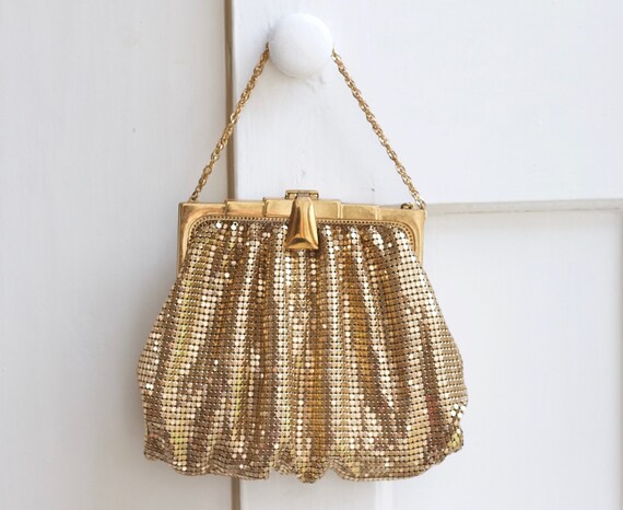 Art Deco Gold Purse - Chainmail Evening Handbag by