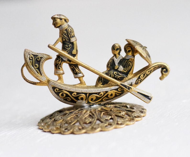 Damascene Gondola  Miniature Boho Ornament  Vintage Home image 0