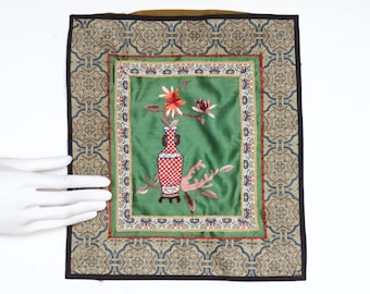 Vintage Chinese Silk Embroidery – Floral Tapestry Boho Decor