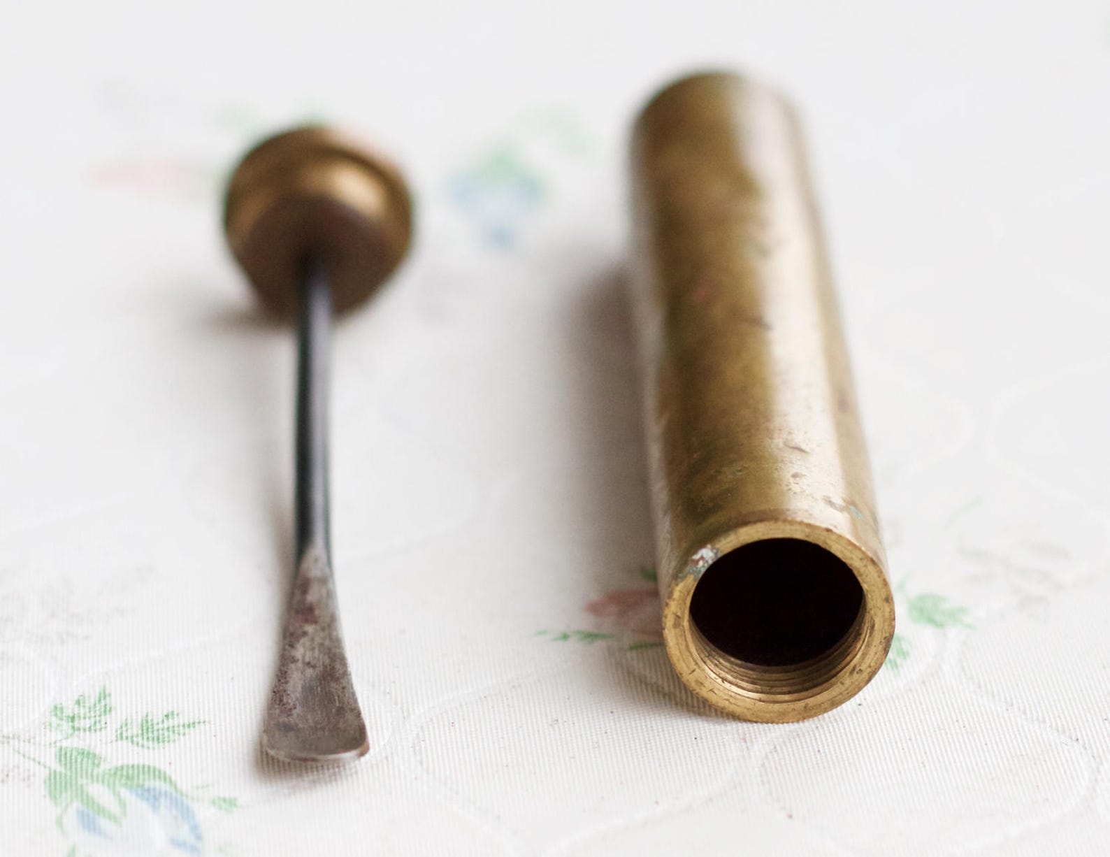 Brass Snuff Box with Long Spoon Antique powder Tube Etsy