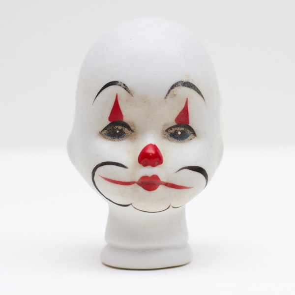 Tête de clown en biscuit de porcelaine 3 pouces - Pièces de poupée - Fournitures et composants pour fabrication de poupées vintage