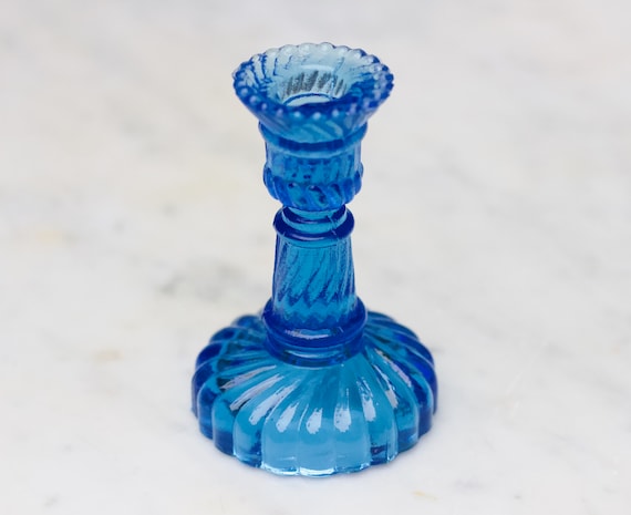 コバルトブルーガラスキャンドルホルダー 3インチ - 小さな