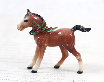 Little Christmas Horse - Vintage Plastic Farm Toy - Cake Topper