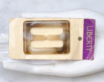 Vintage Liberty London Faux Horn Celluloid Belt Buckle - NOS Art Deco Slider